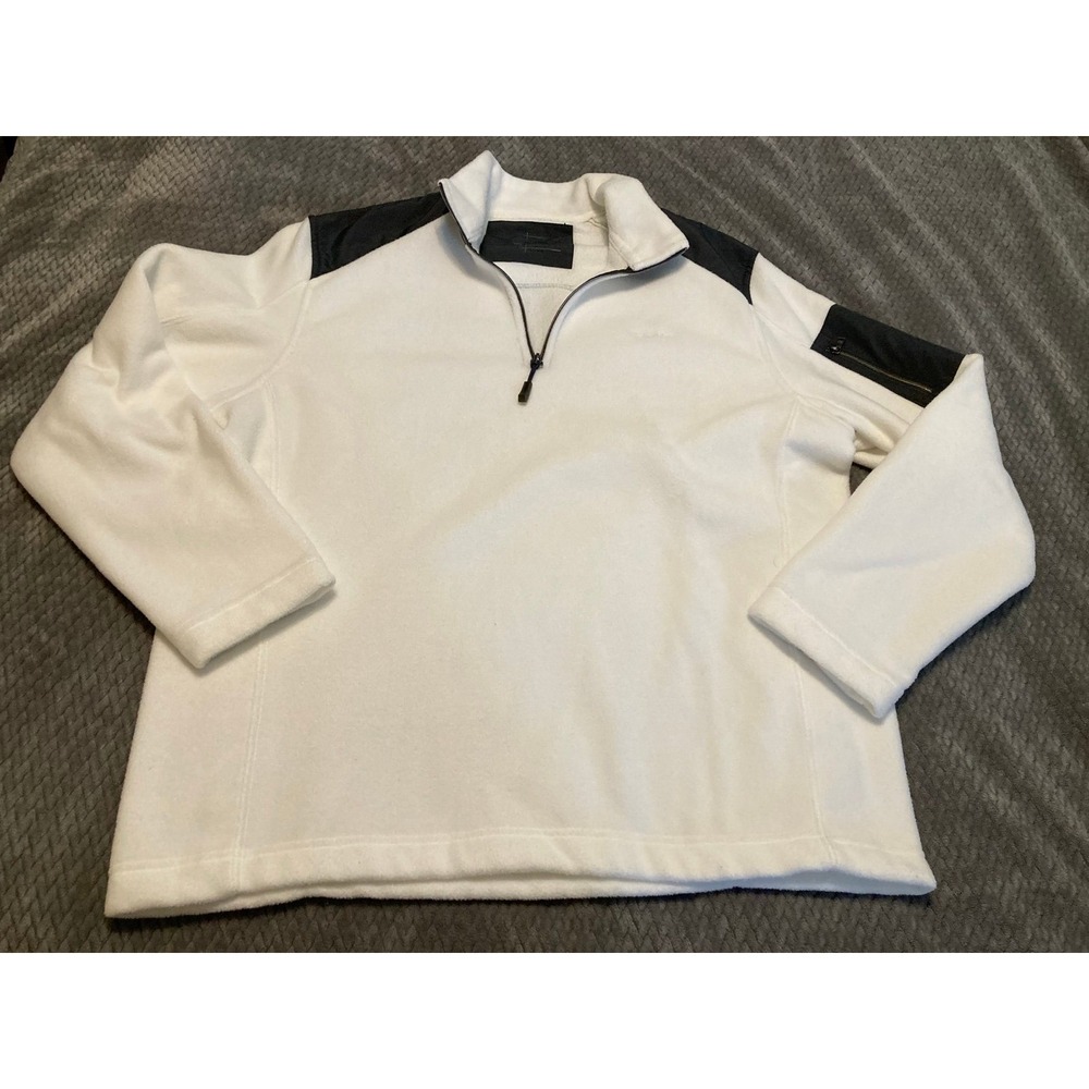 Mens Calvin Klein  Pullover Fleece Sweatshirt - White/Grey - Size Large